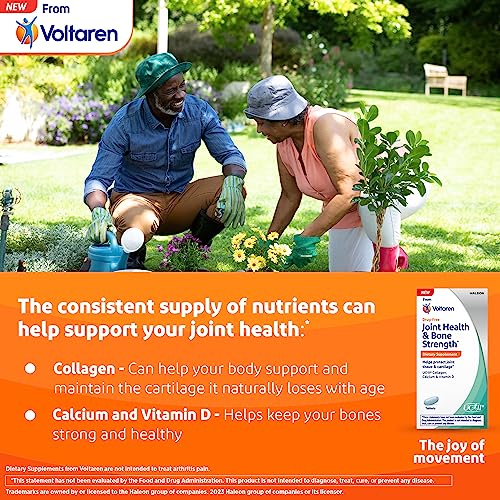 VOLTAREN Joint Health and Bone Strength Dietary Supplement from, with UC-II (R) Collagen, Calcium, and Vitamin D for Healthy Aging of Joint Tissue and Cartilage – 30 Count Bottle