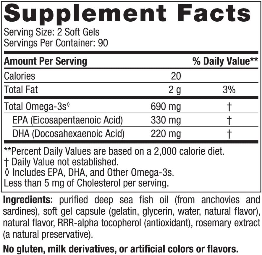 Nordic Naturals Omega-3, Lemon Flavor - 180 Soft Gels - 690 mg Omega-3 - Fish Oil - EPA & DHA - Immune Support, Brain & Heart Health, Optimal Wellness - Non-GMO - 90 Servings