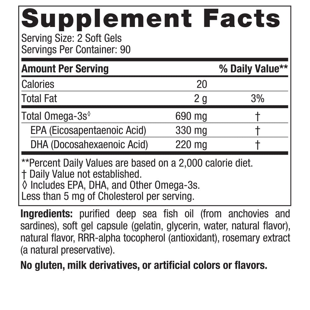 Nordic Naturals Omega-3, Lemon Flavor - 180 Soft Gels - 690 mg Omega-3 - Fish Oil - EPA & DHA - Immune Support, Brain & Heart Health, Optimal Wellness - Non-GMO - 90 Servings