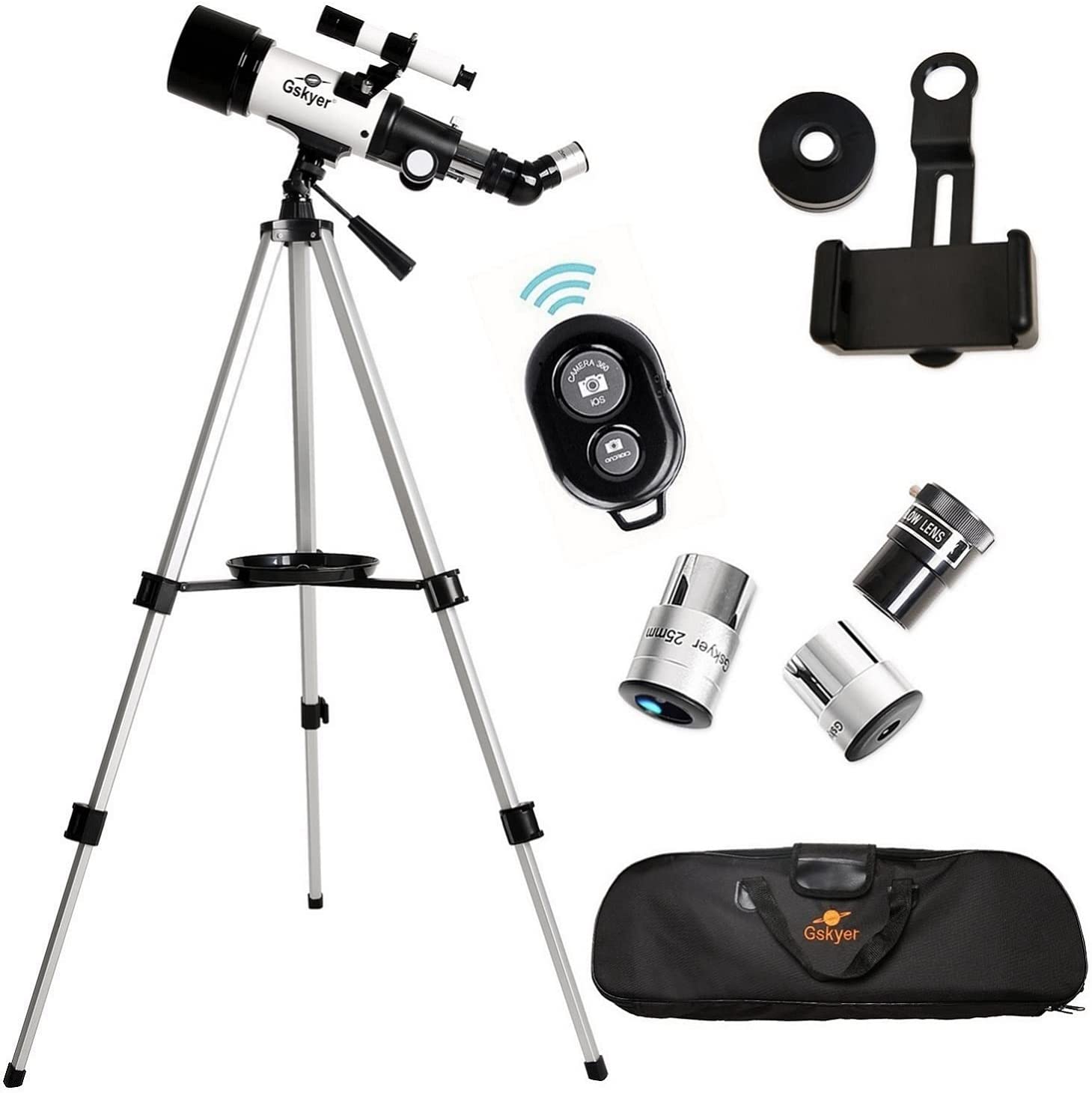 Gskyer Telescope, 70mm Aperture 400mm AZ Mount Astronomical Refracting Telescope for Kids Beginners - Travel Telescope with Carry Bag, Phone Adapter and Wireless Remote