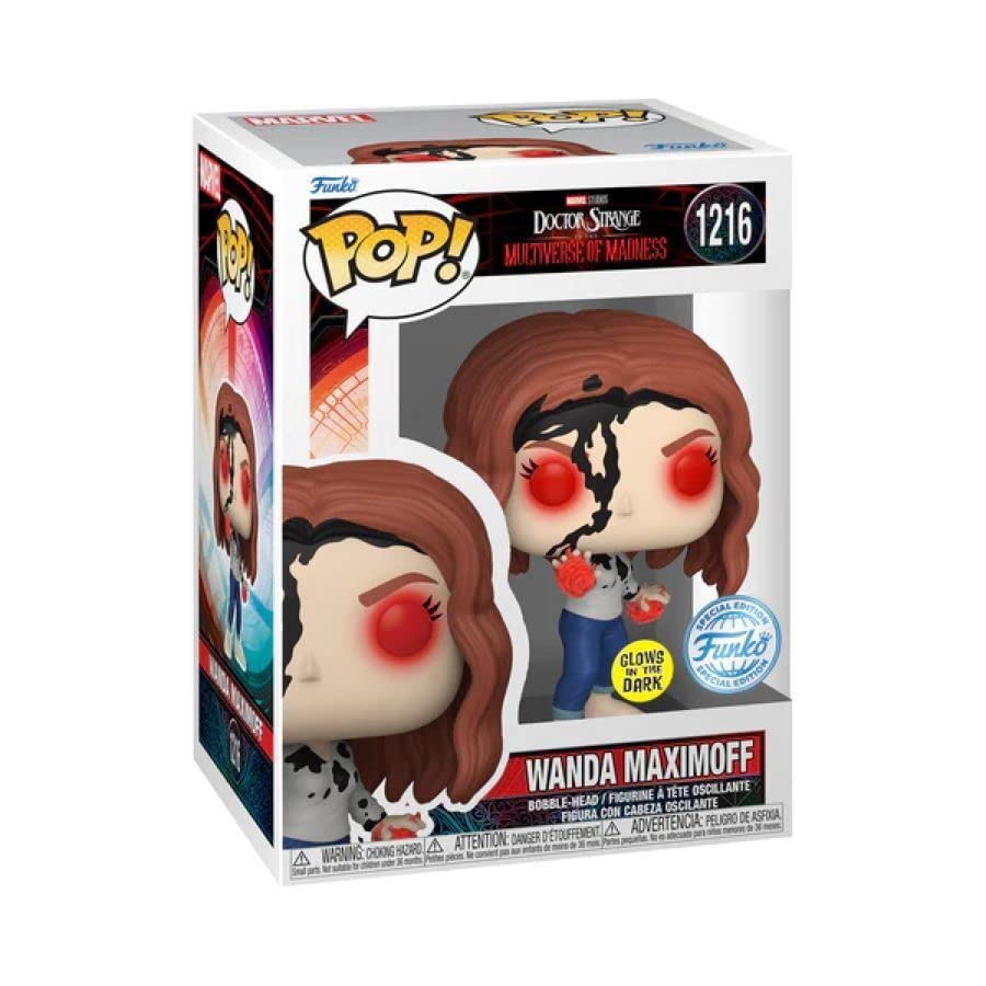 Funko Pop! Marvel Doctor Strange in The Multiverse of Madness Wanda (Earth-838) Glow-in-The-Dark Vinyl Figure Red (71062)