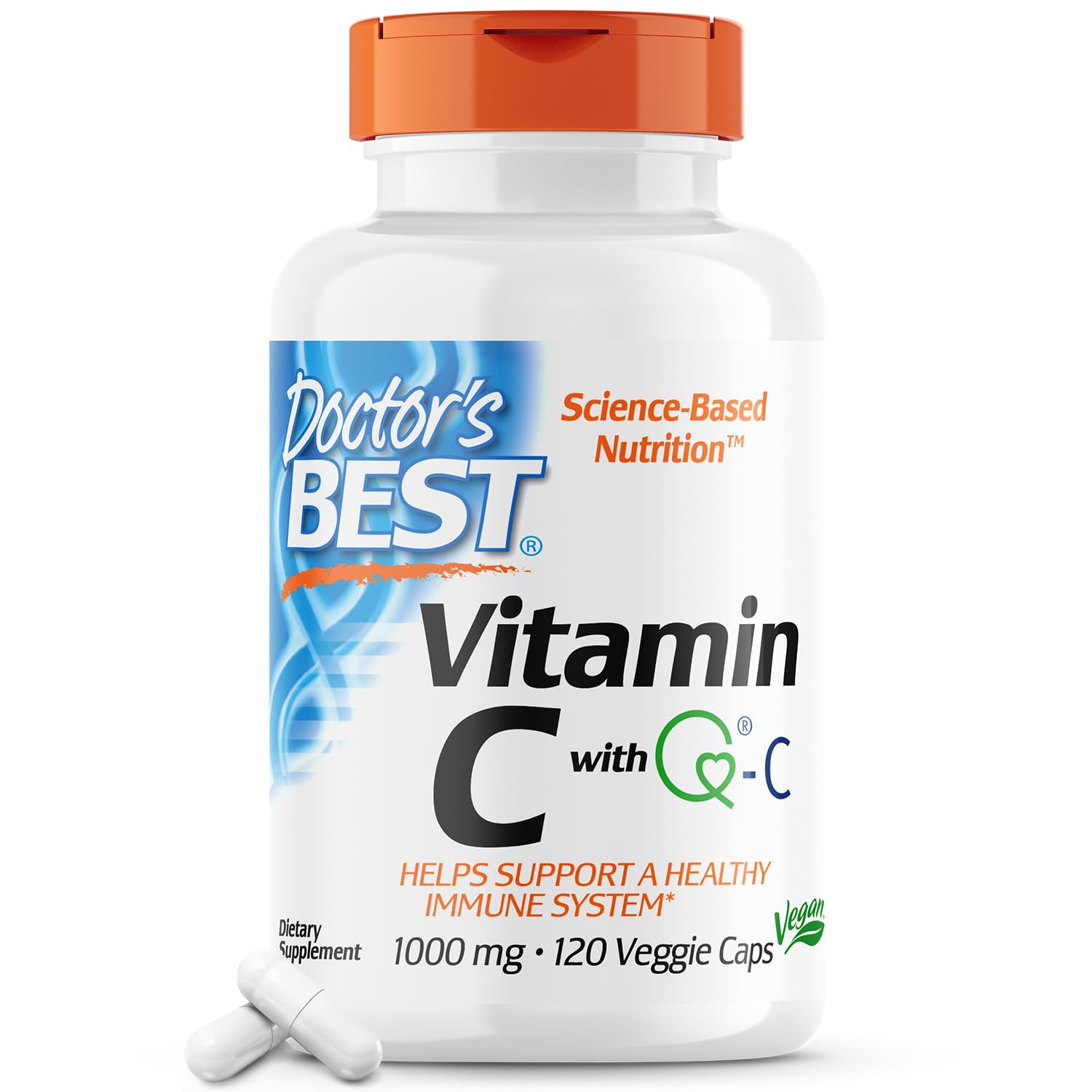 Doctor's Best Vitamin C with Q-C - Vitamin C 1000mg Non-GMO, Vegan, Gluten Free, Soy Free, Sourced from Scotland Veggie Caps, 120 Count