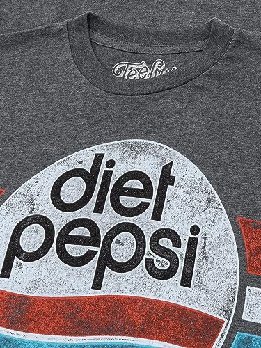 Tee Luv Diet Pepsi Shirt - Retro Pepsi Logo Graphic Tee (Graphite Heather) (L)