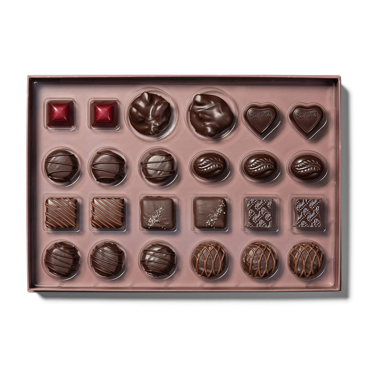 Ethel M Chocolates 24 Piece Premium Dark Chocolate Collection Assortment Candy Gift Box - Specialty Dark Chocolate Truffle With Gourmet Filling