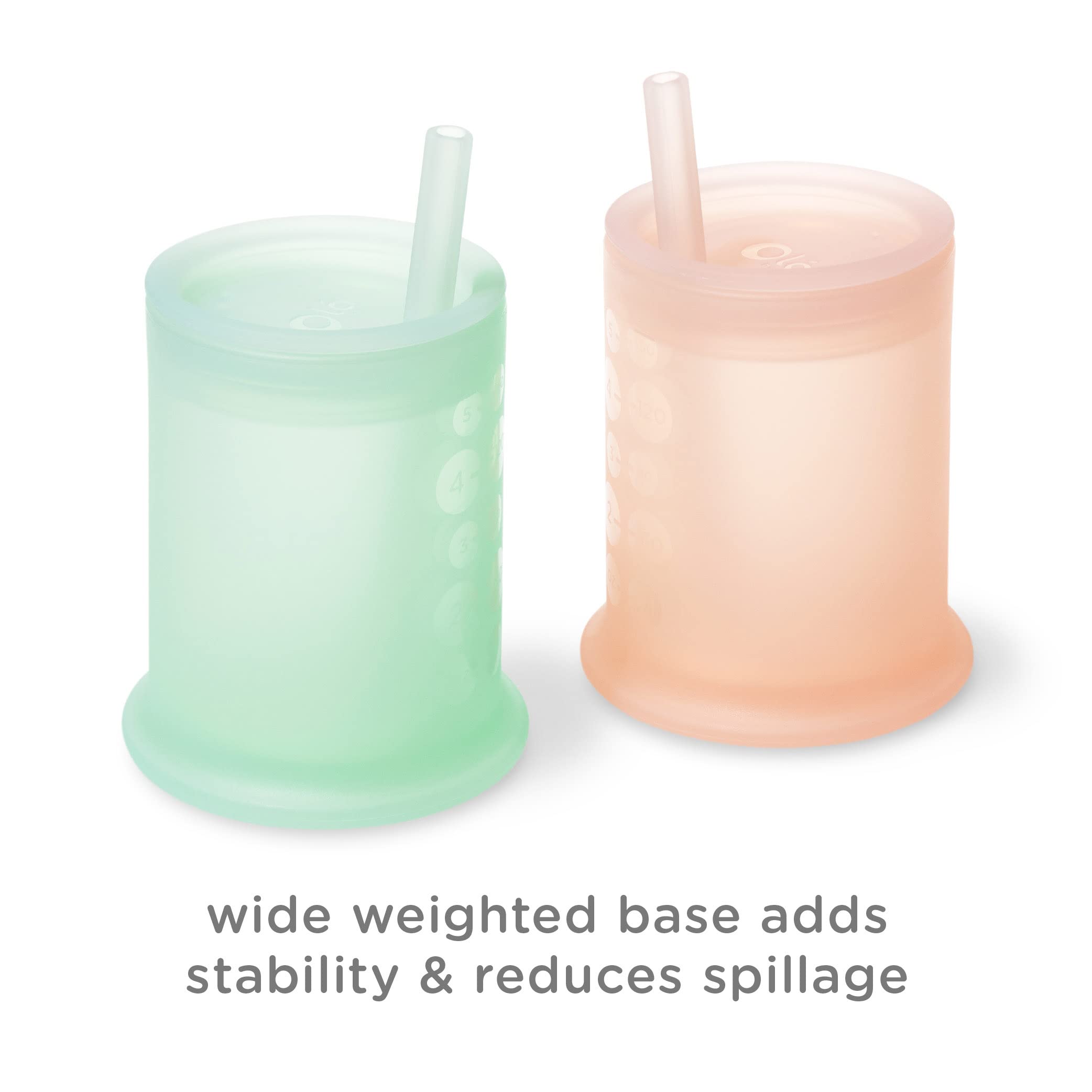 Olababy Silicone Training Cup with Straw Lid | Babies Water Drinking Cup | 6+ Mo Infant To 12-18 Months Toddler | Sippy Cup For Kids & Smoothie Cup | Baby Led Weaning (Mint, 5 oz)