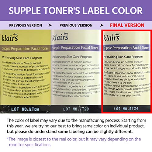 DearKlairs Supple Preparation Facial Toner, with Hyaluronic Acid, moisturizer without paraben and alcohol (180ml, 6.08 Fl Oz)