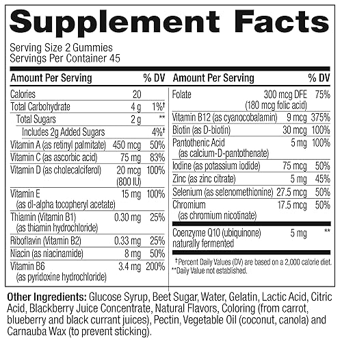 OLLY Men's Multivitamin Gummy, Overall Health and Immune Support, Vitamins A, C, D, E, B, Lycopene, Zinc, Adult Chewable Vitamin, Blackberry, 45 Day Supply - 90 Count