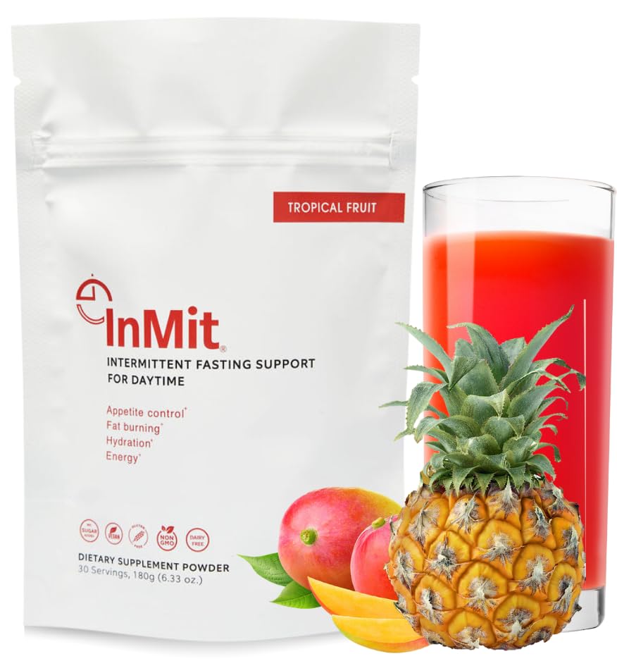 InMit Daytime Intermittent Fasting Support Drink That Provides Nourishment with 9 Essential Ingredients Electrolytes | Vegan-Friendly, Gluten-Free, Non-GMO, Dairy-Free | Tropical Fruit