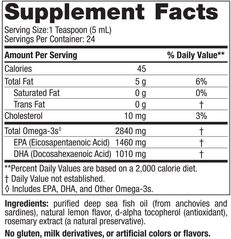 Nordic Naturals Ultimate Omega Liquid, Lemon Flavor - 4 oz - 2840 mg Omega-3 - High-Potency Omega-3 Fish Oil Supplement with EPA & DHA - Promotes Brain & Heart Health - Non-GMO - 24 Servings