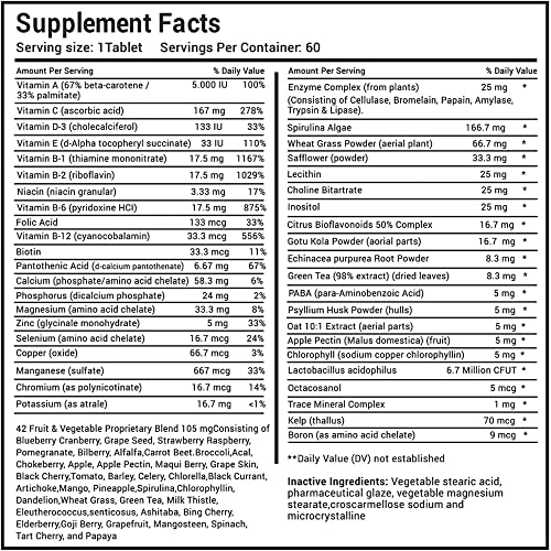 MiracleMulti One a Day Men's Multivitamin-Multimineral Supplement with Probiotics, Superfood Enzymes - Support Heart, Stamina, Energy, Non-GMO (60 Day Supply)