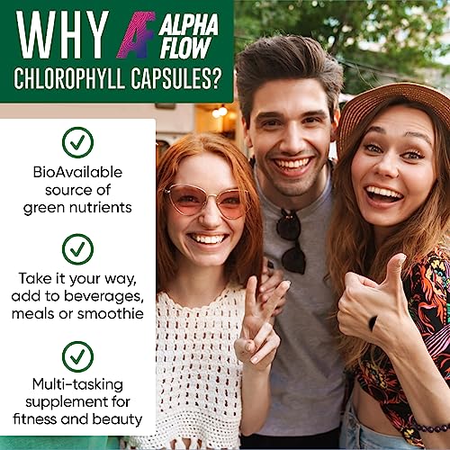 Chlorophyll Capsules 600 mg - Natural Chlorophyll Pills for Women & Men - Highly BioAvailable Organic Chlorophyll Supplement for Energy, Immunity & Skin Health - Internal Deodorant, Detox & Cleanse