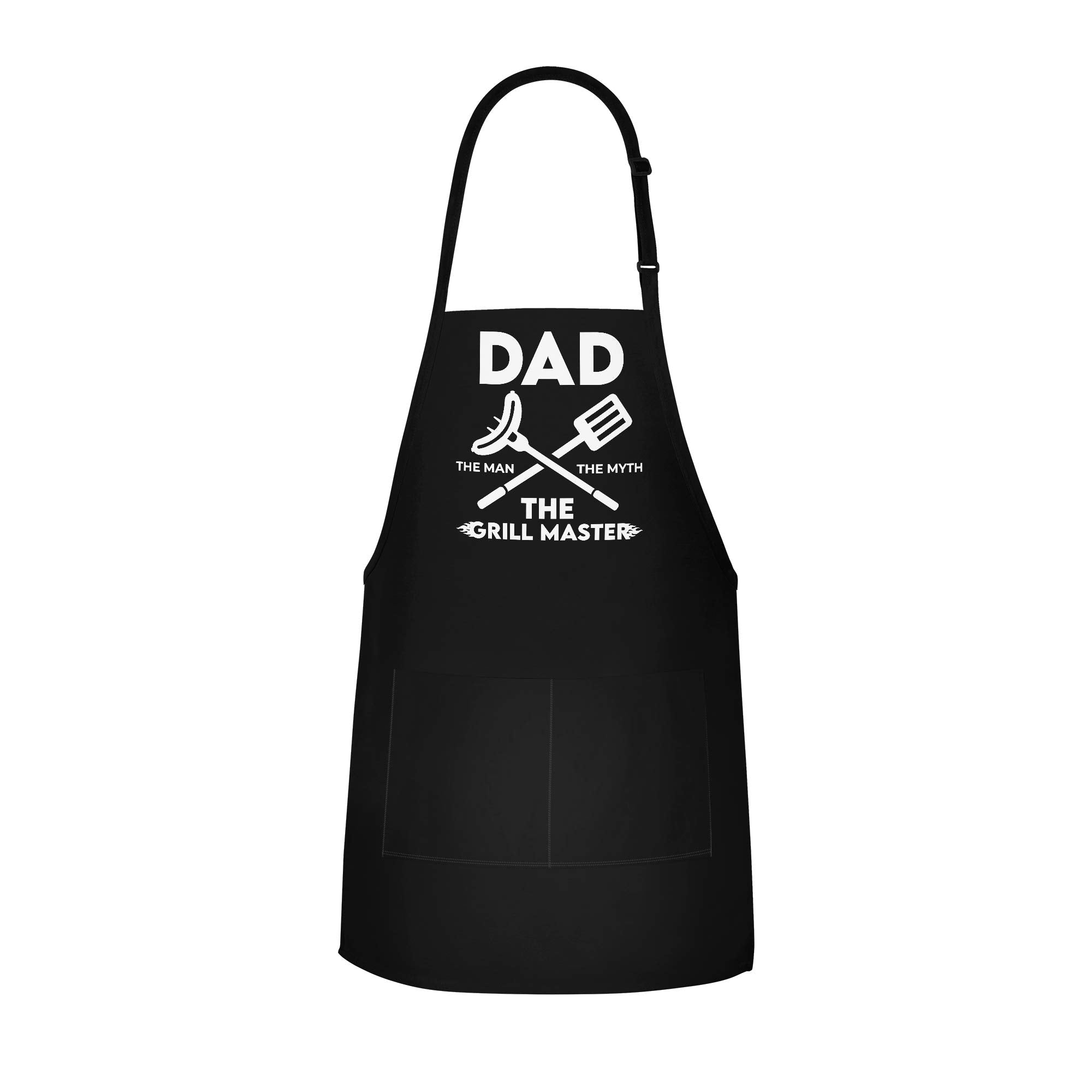 APRON DADDY Apron for Men - Dad The Man The Myth The Grill Master - Adjustable Large 1 Size Fits All - Poly/Cotton Apron with 2 Pockets - BBQ Gift Apron for Father, Husband, Chef