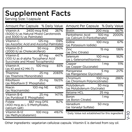 Metabolic Maintenance The Big One Plus Vitamin D - Iron-Free Multivitamin + 2000 IU Vitamin D + Active Folate (100 Capsules)