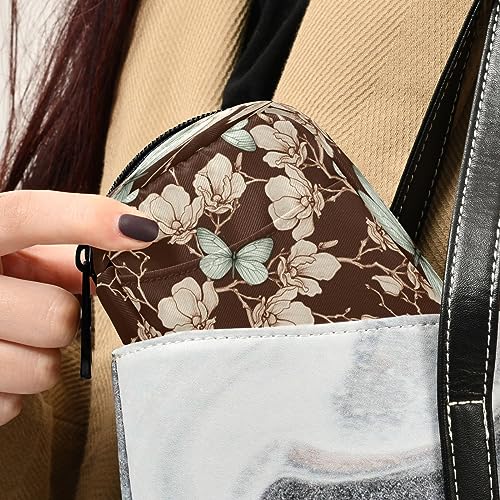 Takiito Retro Butterfly Flower Travel Pill Organizer Bag, Weekly Daily Pill Case Bag Portable Pill Box for Vitamin Supplement Medicine