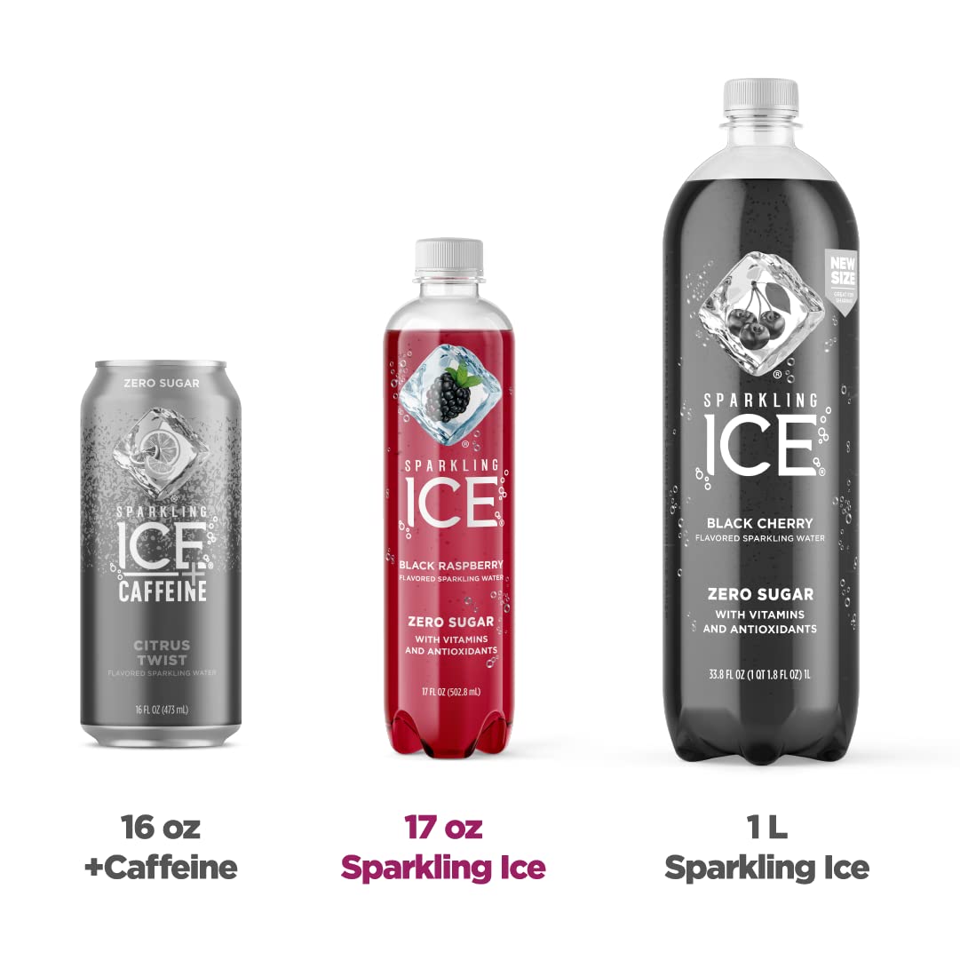 Sparkling ICE, Black Raspberry Sparkling Water, Zero Sugar Flavored Water, with Vitamins and Antioxidants, Low Calorie Beverage, 17 fl oz Bottles (Pack of 12)