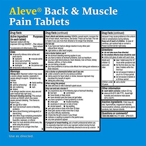 Aleve Back & Muscle Pain Relief Naproxen Sodium Tablets ‐ 250 Count, 250 Count