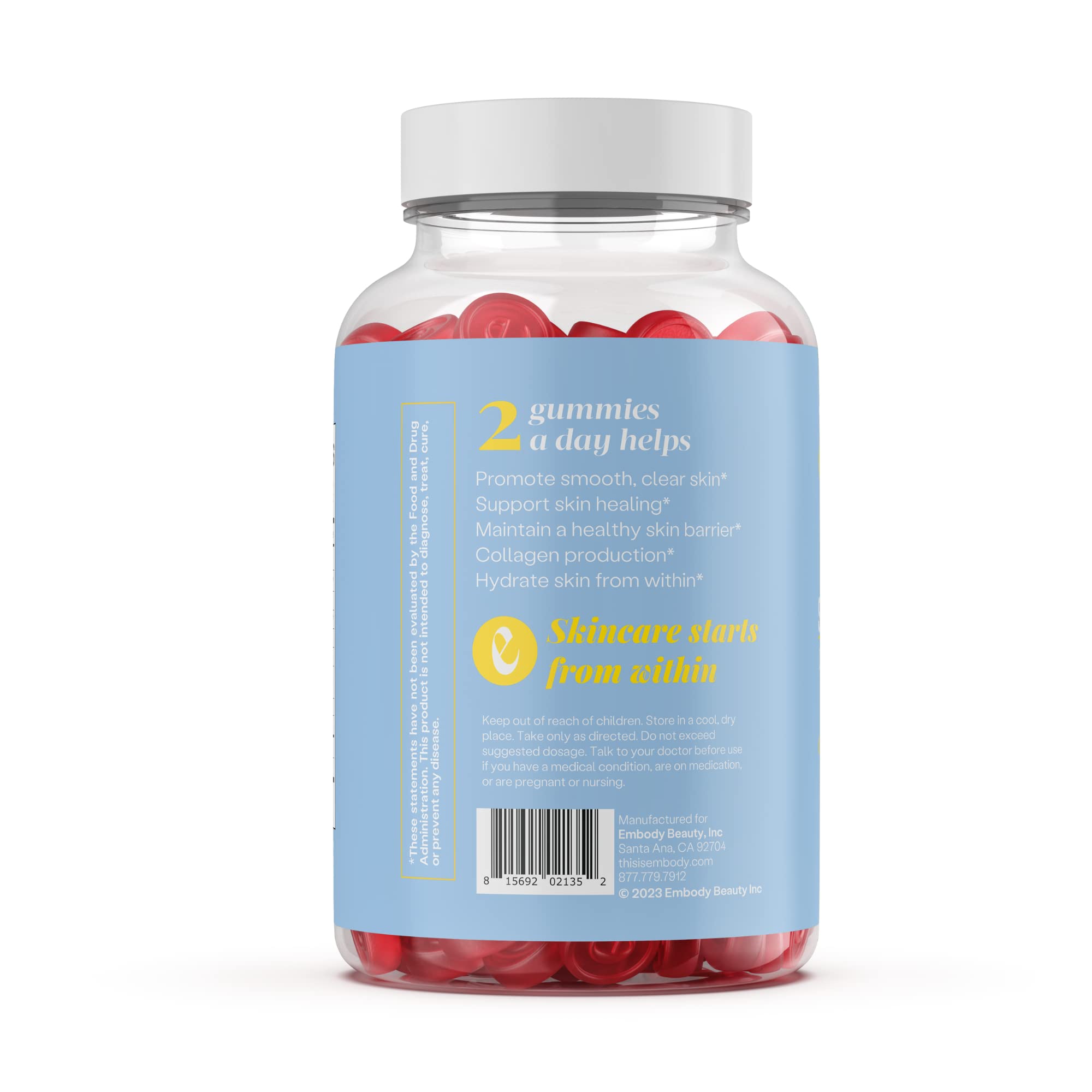 Embody: 60 Multivitamin SOS Gummy | Vitamin D Supplement for Dry, Itchy Skin | Repair Skin Barrier & Increase Hydration | Healthy Skin with MSM, Zinc, and Evening Primrose Oil