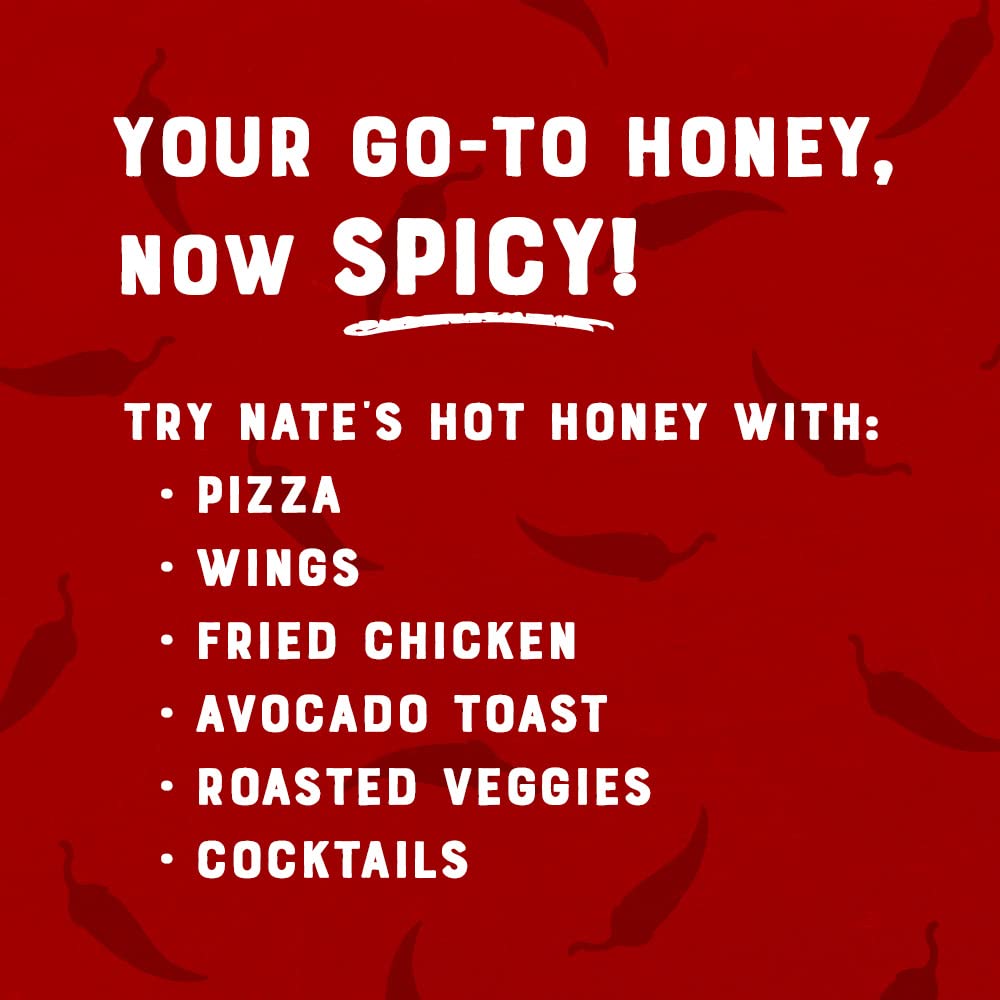 Nature Nate's Hot Honey: 100% Pure Honey Infused with Habanero Chili Pepper Flakes - 16 fl oz