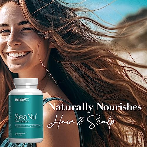 IVL SeaNU Hair Vitamins, with Biotin, Vitamin B3, Zinc, Saw Palmetto Berry Extract, Green Lipped Mussel, Herbal Extracts, for Hair Growth Support. 30 Day Supply (1 Pack)