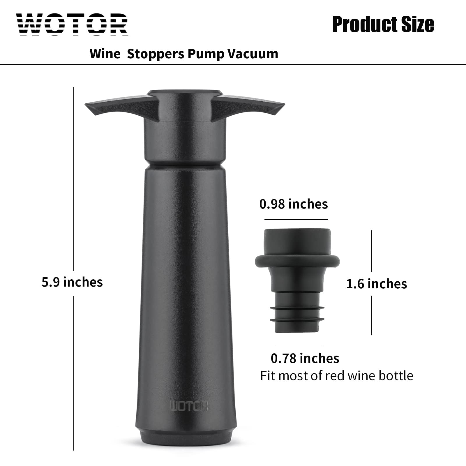 WOTOR Wine Saver with 4 Vacuum Stoppers, Wine Stopper, Wine Preserver, Reusable Bottle Sealer Keeps Wine Fresh, Ideal Wine Accessories Gift (Wine Pump + 4 stoppers)