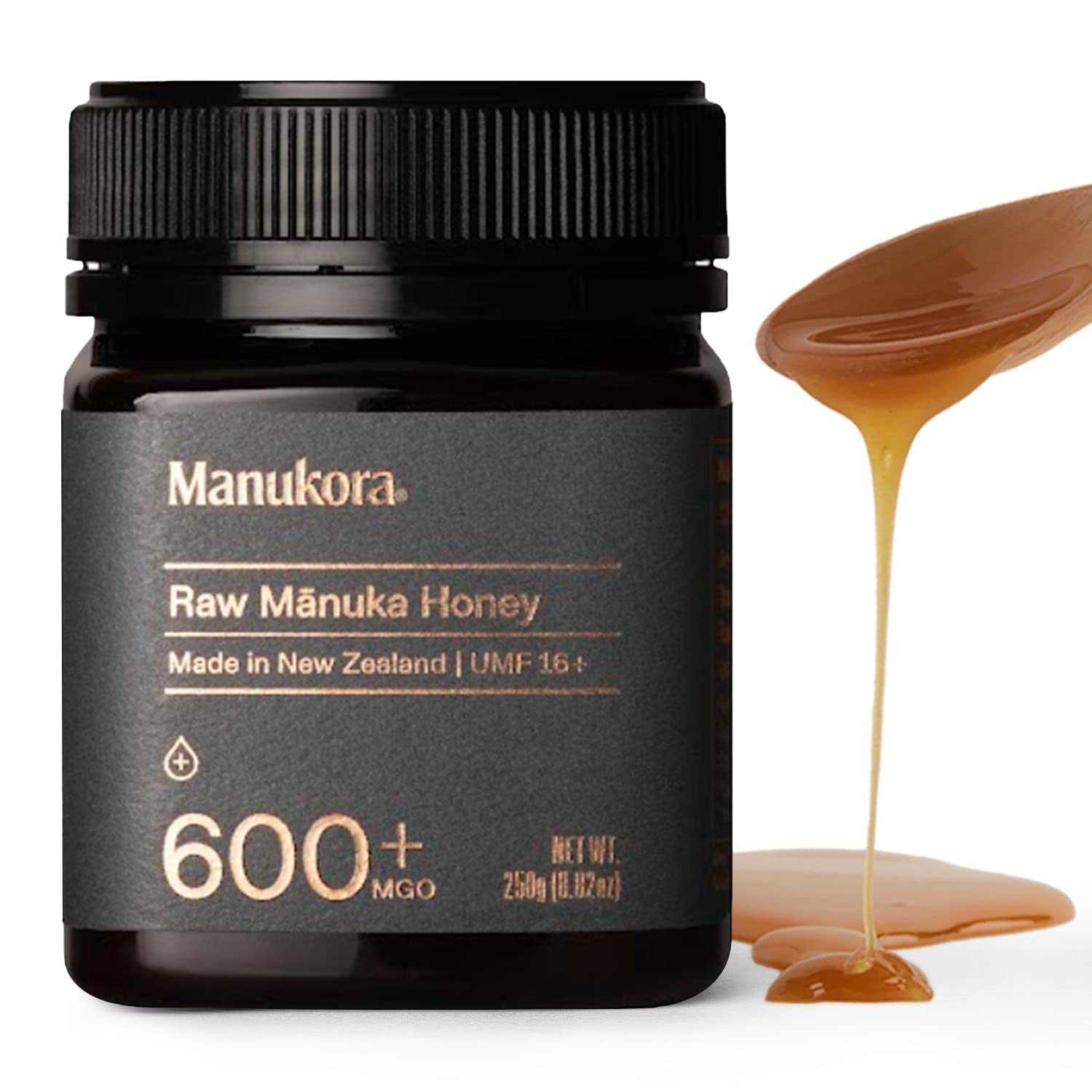 Manukora UMF 16+/MGO 600+ Raw Manuka Honey (250g/8.8oz) Authentic Non-GMO New Zealand Honey, UMF & MGO Certified, Traceable from Hive to Hand