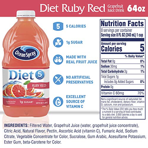 Ocean Spray Diet Ruby Red Juice, 64 Ounce Bottle