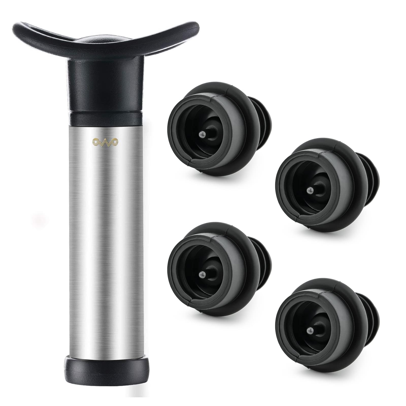 OWO Wine Saver with 4 Vacuum Stoppers, Wine Stopper Wine Preserver, Wine Bottle Keeper Set Reusable Vacuum Sealer Keeps Wine Fresh