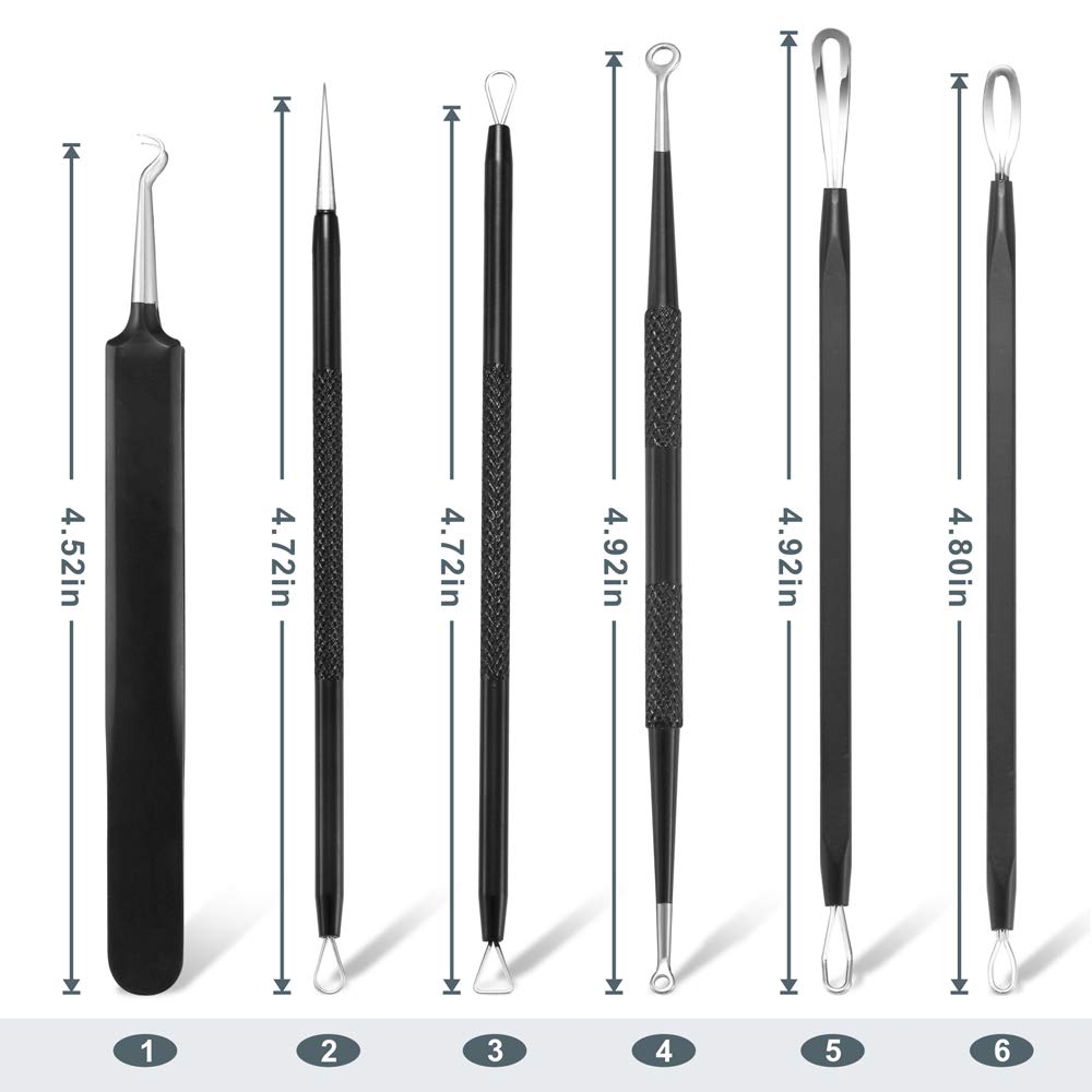 Blackhead Remover Pimple Popper Tool Kit - (6 Piece Kit) - Professional Stainless Pimples Comedone Extractor Removal Tool