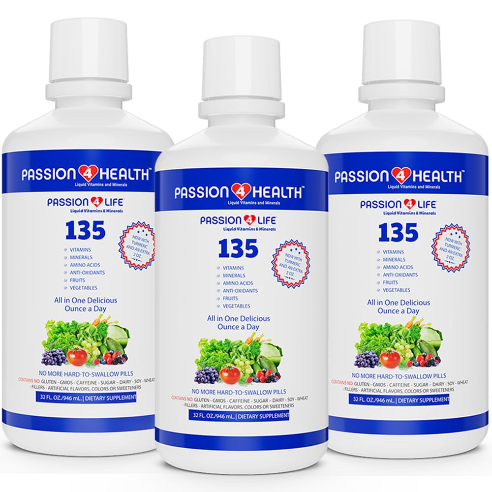 Passion 4 Life Mega Liquid Multivitamins, Trace Minerals, Amino Acids, Turmeric for Adults, Men, Women, Teens, Kids, Non-GMO, No Soy, No Dairy