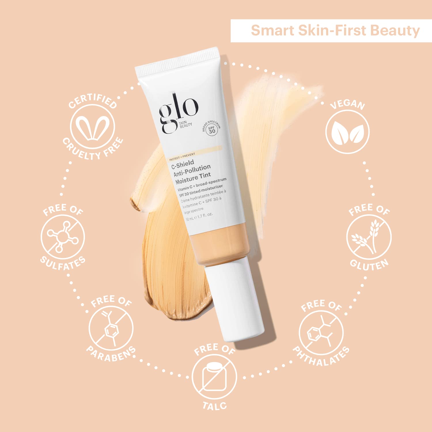 Glo Skin Beauty C-Shield Anti-Pollution Moisture Tint - Tinted Moisturizer for Face With SPF 30 Broad Spectrum Protection & Vitamin C, 1.7 Oz (2N-Light)