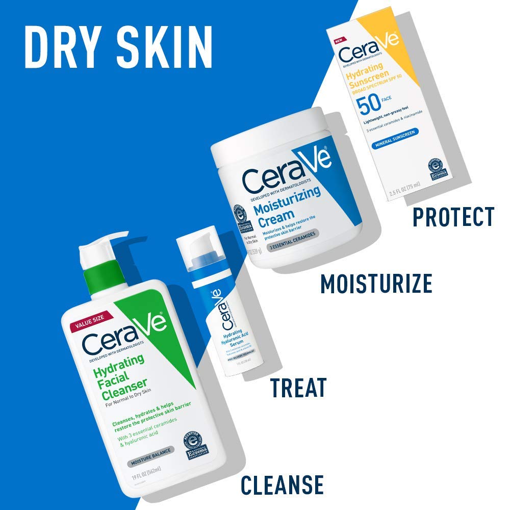 CeraVe Moisturizing Cream and Hydrating Face Wash Trial Combo | 12oz Cream + 3oz Travel Size Cleanser