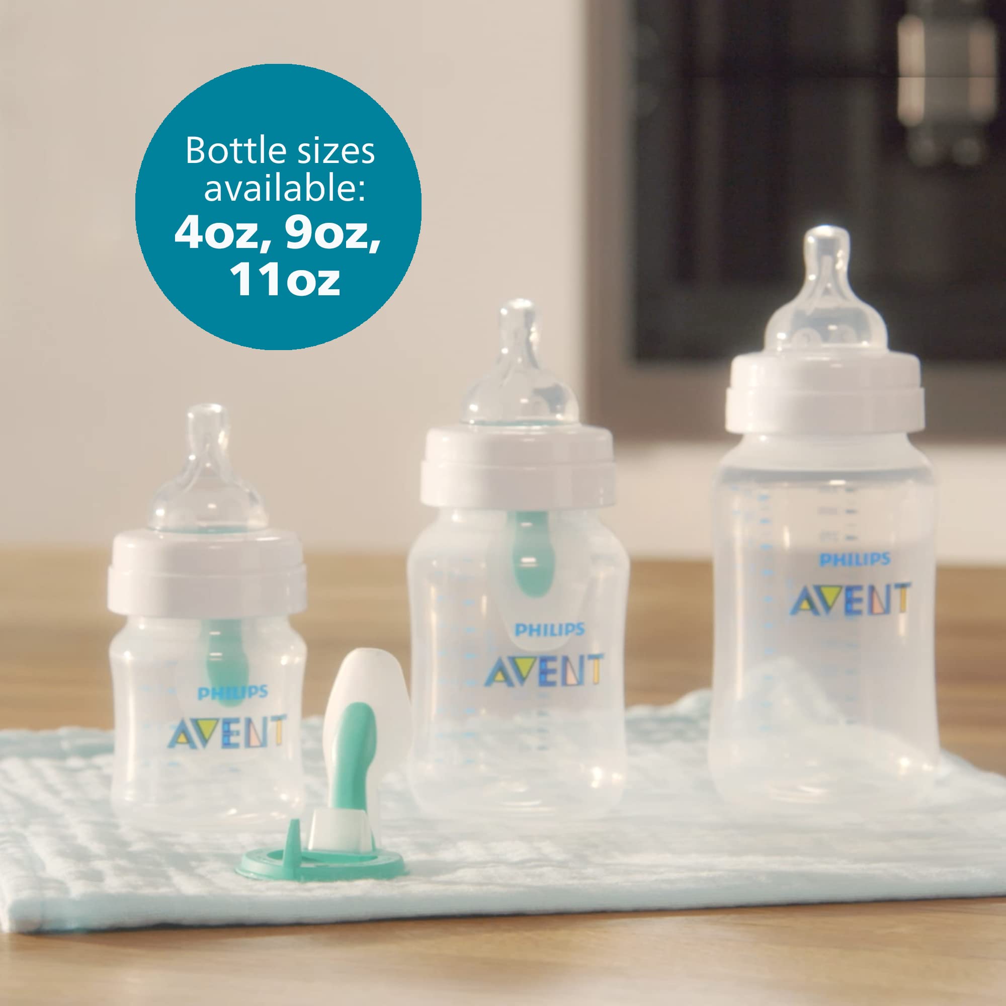 Philips AVENT Anti-Colic Baby Bottles with AirFree Vent, 9oz, 4pk, Clear, SCY703/04