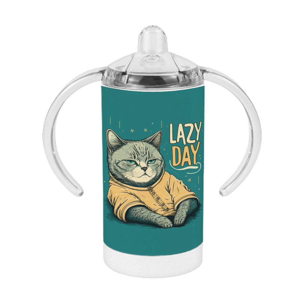 Lazy Day Sippy Cup - Funny Cat Baby Sippy Cup - Graphic Sippy Cup