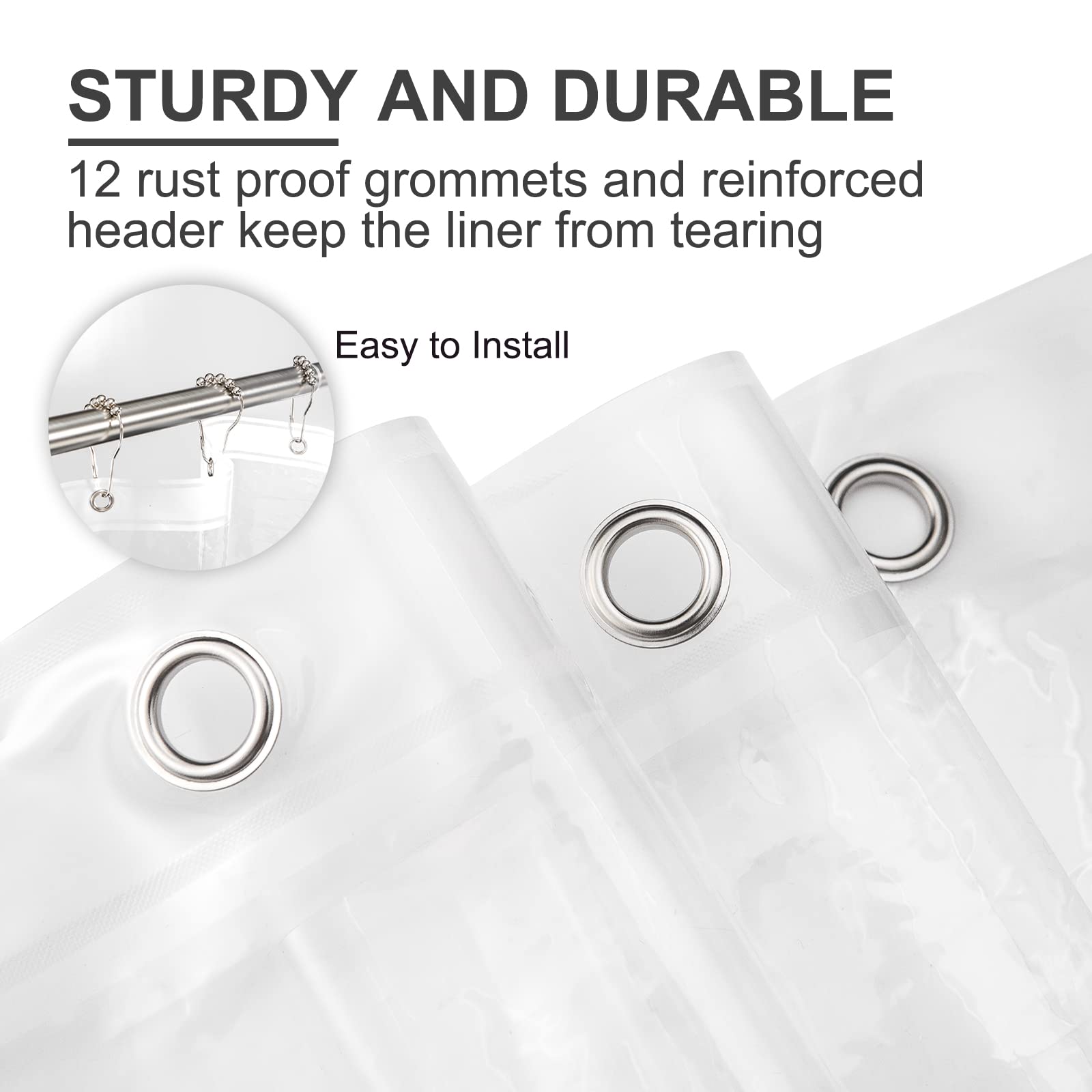 AmazerBath Shower Curtain Liner, 72x72 Clear Shower Curtain Liner, Waterproof Plastic Shower Liner, Cute Lightweight PEVA Shower Curtain for Bathroom with 3 Magnets and 12 Rustproof Metal Grommets