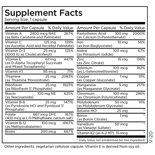 Metabolic Maintenance The Big One with Iron - Vitamin A, Vitamin B, Folate Daily Multivitamin - Contains Trace Minerals + Iron in Bioavailable Forms (90 Capsules)