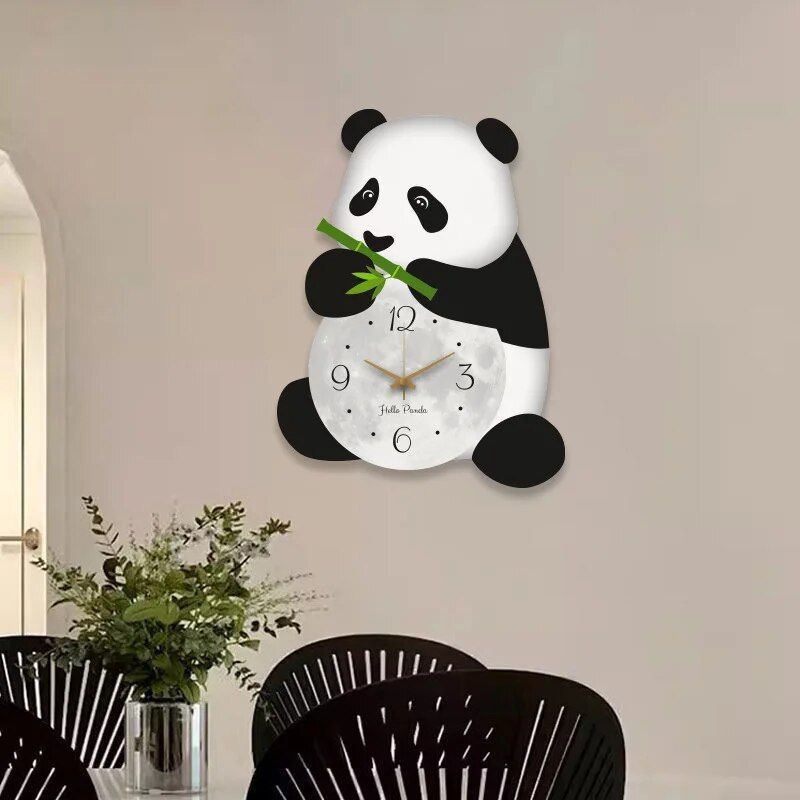 Creative Panda Bamboo Wall Clock