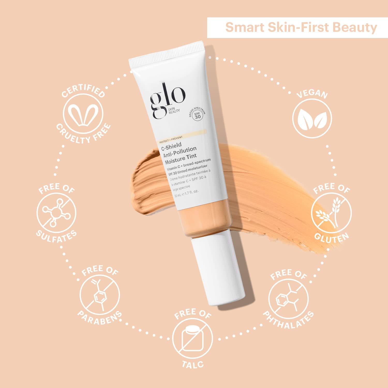 Glo Skin Beauty C-Shield Anti-Pollution Moisture Tint - Tinted Moisturizer for Face With SPF 30 Broad Spectrum Protection & Vitamin C, 1.7 Oz (4C-Medium)