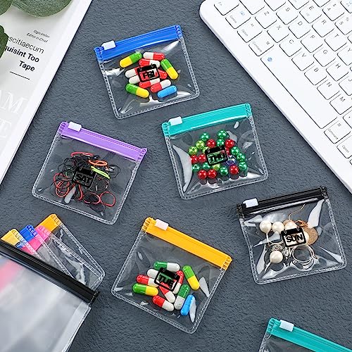 29 Pcs Weekly Pill Pouches Bags Set Monthly Zippered Pill Pouch Set Reusable Clear Plastic Pill Bags Self Sealing Travel Medicine Organizer Storage Pouches with Slide Lock for Small Items (Multicolor)