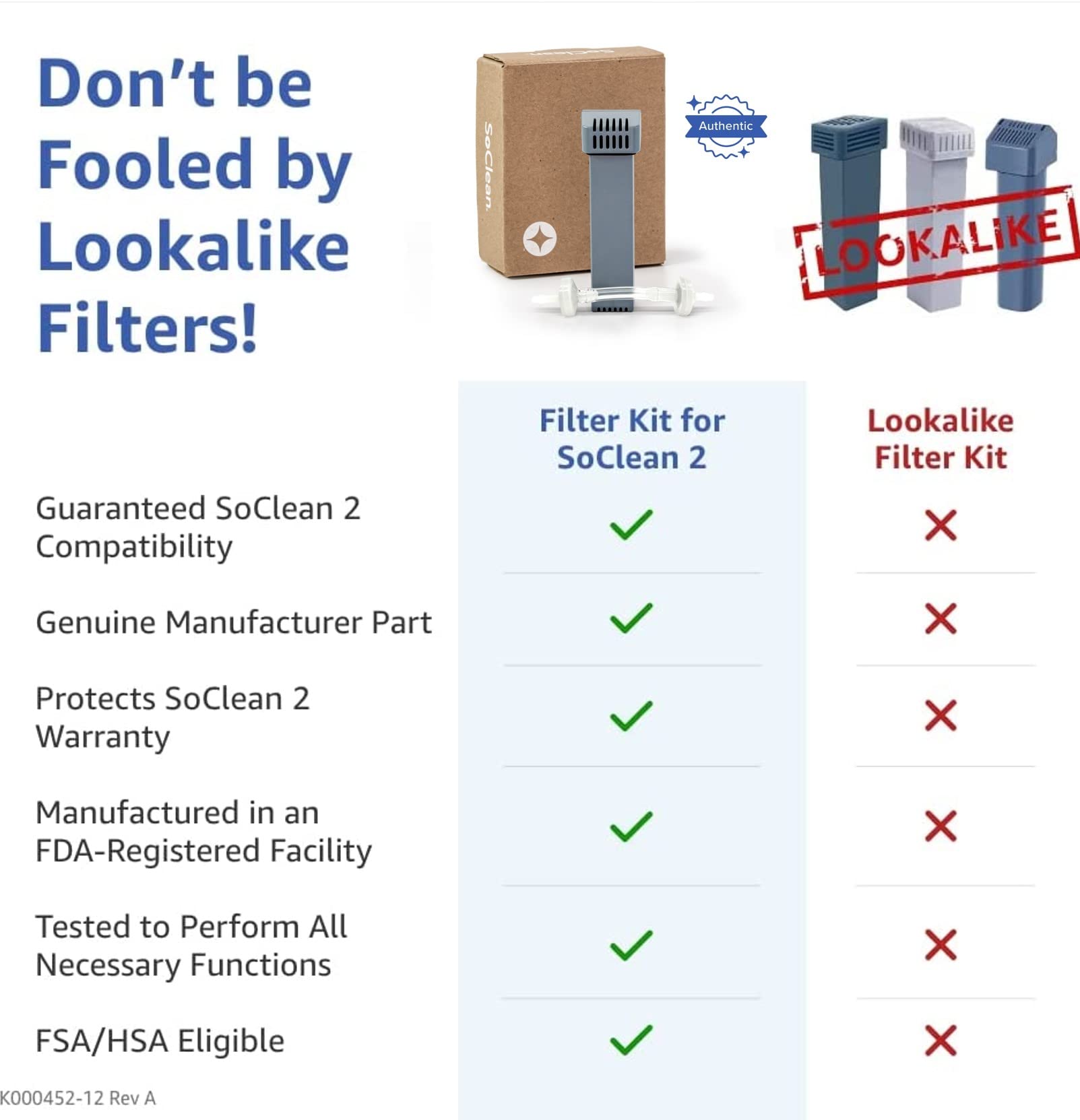 SoClean Genuine Replacement Cartridge Filter Kit for SoClean 2 Machines | Includes One Filter Cartridge and One Check Valve | Authentic OEM Part with Full Warranty | New Eco-Friendly Packaging