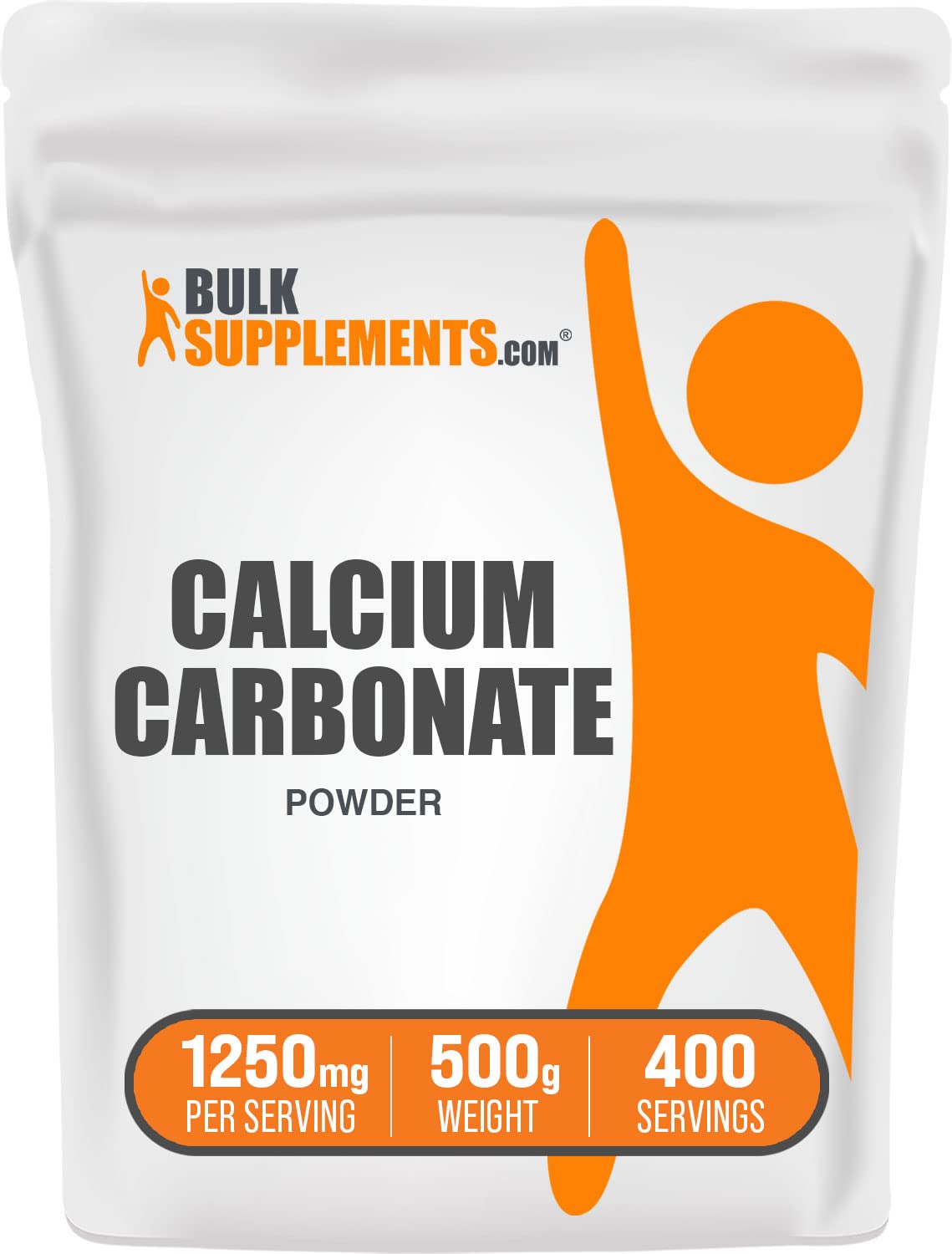 BulkSupplements.com Calcium Carbonate Powder - Calcium 500mg - Calcium Supplement - Vegan Calcium - Calcium Carbonate Food Grade - Calcium Powder - 1250mg per Serving (500 Grams - 1.1 lbs)