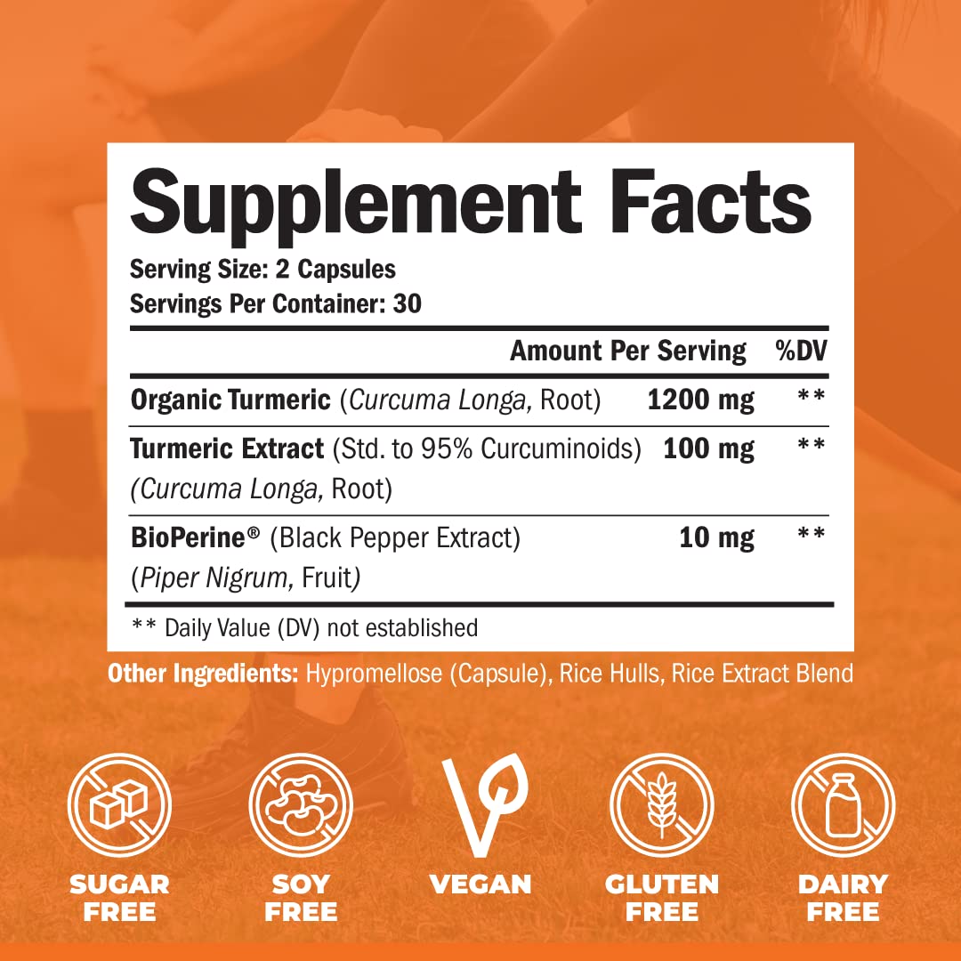 Turmeric Curcumin & Black Pepper Extract. High Absorption Joint Support Supplement with Bioperine. 95% Curcuminoids. Antioxidant Turmeric Supplement for Inflammation Balance & Immune Support. 60 Caps