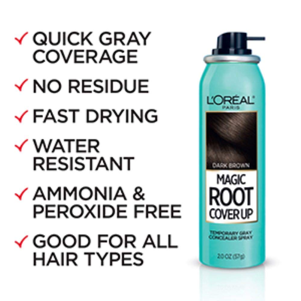 L'Oreal Paris Hair Color Root Cover Up Temporary Gray Concealer Spray Light Golden Brown (Pack of 2) (Packaging May Vary)