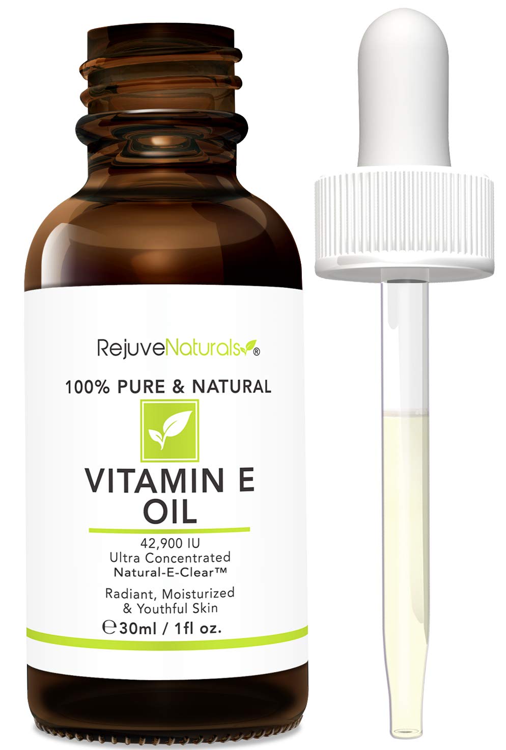 Vitamin E Oil - 100% Pure & Natural, 42,900 IU. Repair Dry, Damaged Skin from Surgery & Acne, Age Spots & Wrinkles. Boost Collagen for Moisturized, Youthful-looking Skin. d-alpha tocopherol