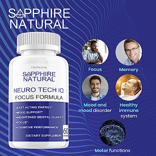 (5 Pack) Sapphire Natural Neuro Tech IQ - Neuro Tech IQ Brain Neurotech IQ Pills Brain Supplement 60 Capsules, Neuro Tech IQ Brain Enhancement Supplement, 300 Capsules for 150 Days