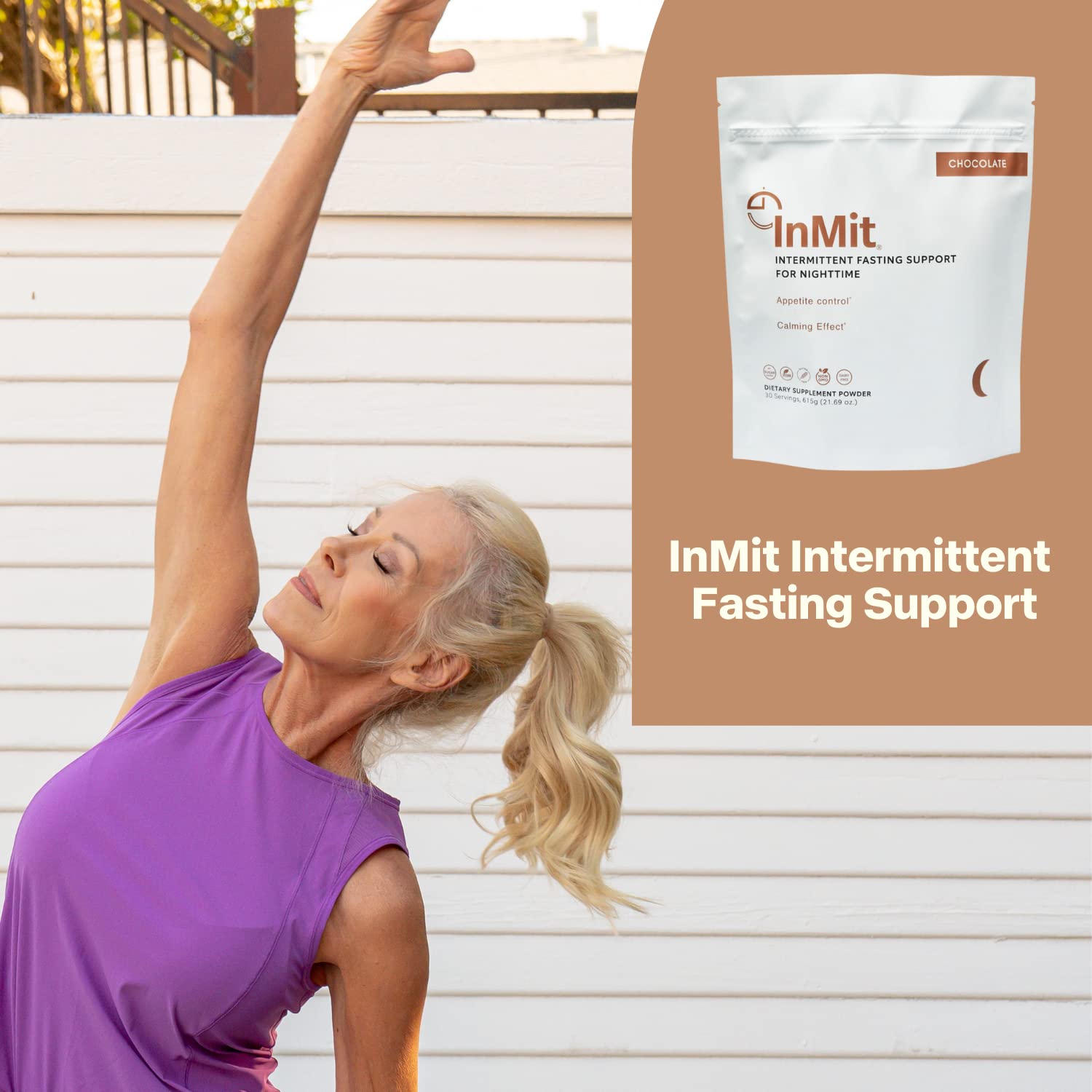 InMit | Nighttime Intermittent Fasting Support Drink That Curbs Hunger + Calming Ashwagandha and Magnesium | Vegan-Friendly, Gluten-Free, Non-GMO, Dairy-Free | Chocolate