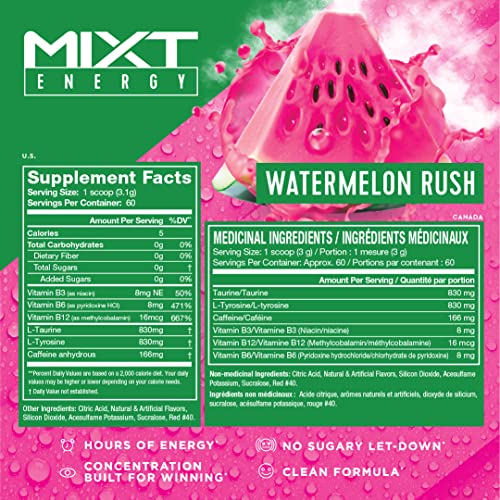 MIXT Energy Supplement, Designed for Energy and Focus, 8 Hour Energy Drink, Awesome Taste, Gaming Energy, Keto Approved (Watermelon Rush)