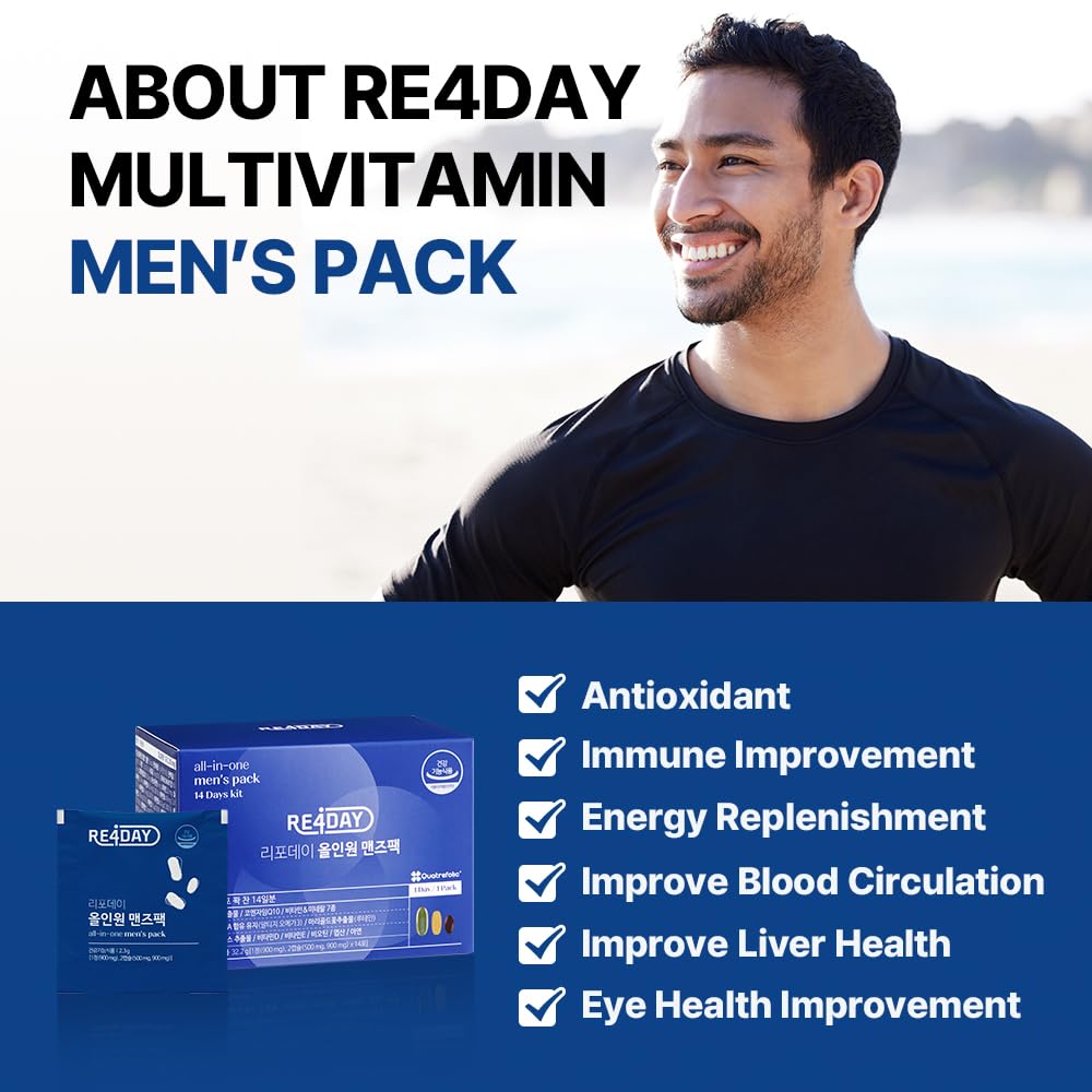 All-in-One Multivitamin for Men - Men's Energy Supplementation with Biotein for Hair Growth, Vitamin B, C, D, and E, Fish Oil Omega-3, Milk Thistle Extract and Lutein - 14 Packets