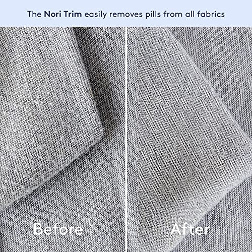 Nori Trim Rechargeable High-Power Fabric Shaver and Lint Remover with Large Shaving Area to Remove Fuzz and Pill on Clothes, Sweater, Furniture, White