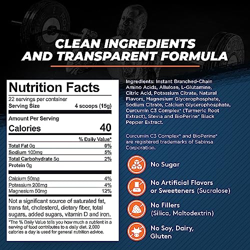 Foxhound Fuel Natural Post Workout Drink | Recover | Strawberry Lemonade | 5G BCAA, 2G L-Glutamine, Turmeric + Black Pepper, Electrolytes | Keto Friendly | 22 Servings