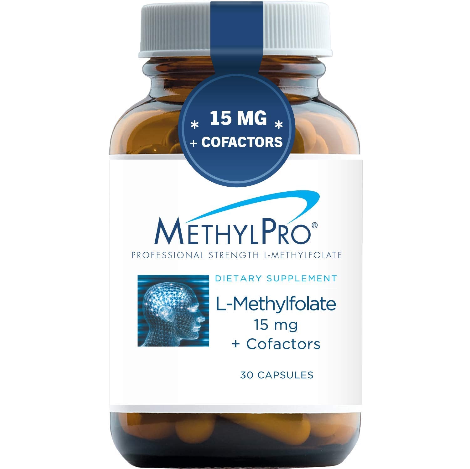 MethylPro 15mg L-Methylfolate + Cofactors - Folate Supplement with Magnesium Citrate, Vitamin B6, Vitamin B12 (Methylcobalamin) for Optimal Metabolism - Support Mood + Neurotransmitters (30 Capsules)